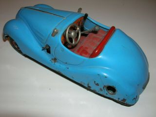 Vintage 1930s Schuco Examico 4001 Blue Wind - Up Toy Car,  Made in Germany, 3