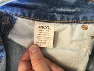 Vintage JNCO Men’s Typhoon Wash Straight Leg Jeans Sz 36x32 Rare 7