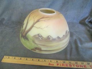 Vintage Large Reverse Painted Glass Lamp Shade - Tree Scene Fitter 12 " Ksc184