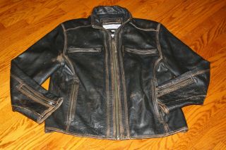 Andrew Marc Brown Leather Motorcycle Jacket Men 