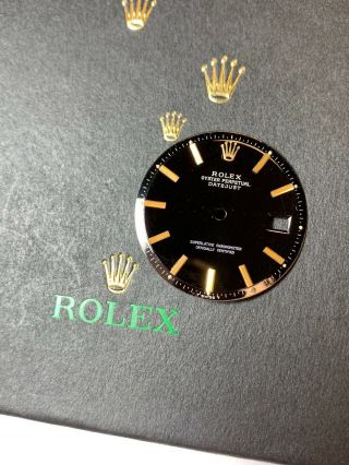 Rolex Mens Datejust 36mm Black Dial Gold Stick Pie Pan Jubilee Oyster Ref:1603