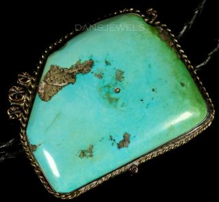 Old Pawn Vintage Navajo Natural State Of Arizona Turquoise Sterling Bolo Tie
