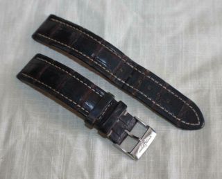 Vintage Breitling 20mm Brown Leather Stainless Steel Buckle Watch Band Strap