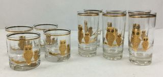 Vintage Culver Owl Barware Drinking Glasses Set Of 10 22k High Ball