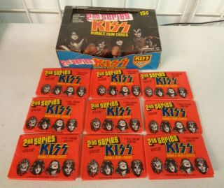 Vintage 1978 Donruss Kiss 2nd Series Trading Cards Empty Box,  9 Pack Wrappers