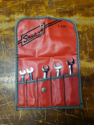 Vintage Snap On 5 Piece 6 Point Sae Ignition Combination Wrench Set 1/4 " - 3/8 "