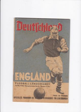 1938 Germany V England - Friendly In Berlin (rare Official Programme)