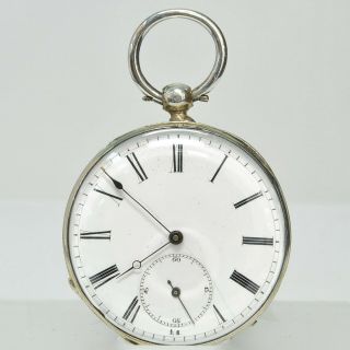 Antique Key Wind & Set Pocket Watch,  Swiss Cylindre 4 Rubis Silver Case