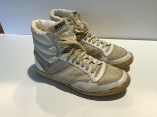 Vintage 1981 Pony White Leather & Mesh High Top Sneakers - Men 