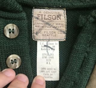Vintage Filson Dry Goods Men ' s XL Jacket Sweater RARE 8