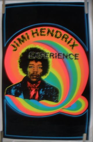 Rare Jimi Hendrix Experience 1981 Vintage Black Light Music Poster