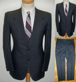 40r Mens Vtg 70s Mod 2pc Hudsons Kuppenheimer Wool Gray Business Suit