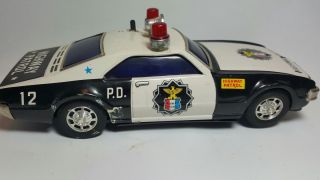 Vintage Tin Litho Battery Operated Highway Patrol Police Car With Sound 2