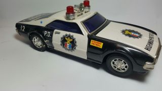 Vintage Tin Litho Battery Operated Highway Patrol Police Car With Sound 3