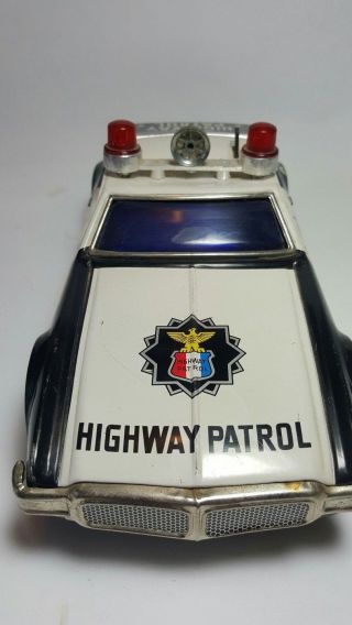 Vintage Tin Litho Battery Operated Highway Patrol Police Car With Sound 4