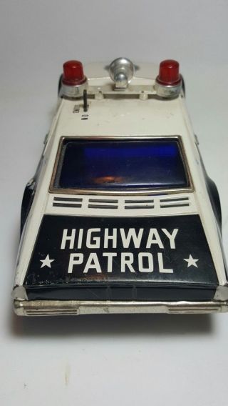 Vintage Tin Litho Battery Operated Highway Patrol Police Car With Sound 7