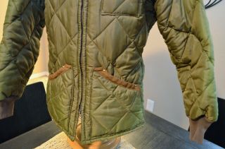 Vintage BOB ALLEN Olive Green Suede Leather Nylon SHOOTING Hunting Jacket Med M 4