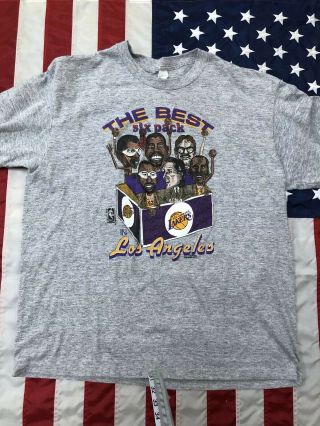 Vintage Los Angeles Lakers Salem Caricature Shirt Xl • The Best Six Pack 1987 - 88