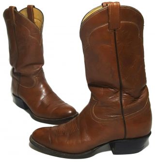 Vtg Tony Lama Black Label Mens Brown Leather Western Cowboy Boots Size 10.  5 B