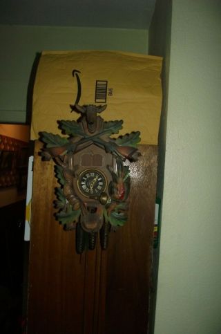 Vintage German Black Forest Hunters Musical Cuckoo Clock