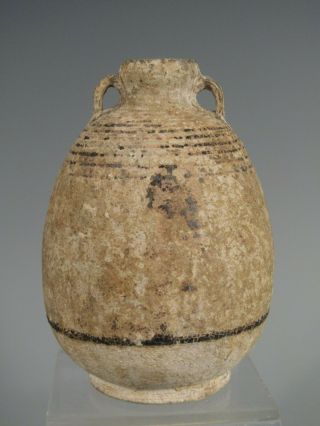 Roman ? Greek ? Holy Land ? Style Decorated Pottery Two Handle Bulbous Vase