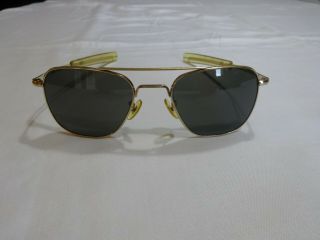 Vintage American Optical Aviator Sunglasses Ao 5 1/2 " Gold Tone
