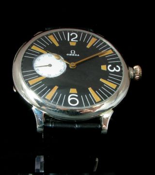 Omega Antique 1928 Mens Large Wristwatch Metal/porcelain Dial