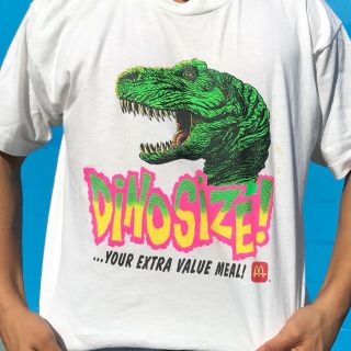 Mcdonalds Value Meal Vintage 90s Dinosize Jurassic Park Promo Shirt Xl 4f Dp