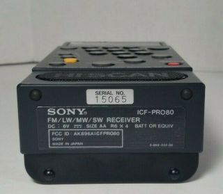 Sony ICF - PRO80 Travel Solid State Radio Receiver Portable LW SW Vintage 8