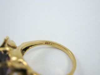 Vintage ATL 14k Gold Mid Century Amethyst Pearl Ring Size 7.  5 8