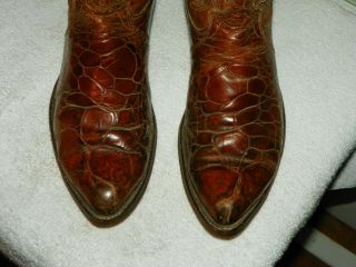 Vintage Dan Post American Alligator Belly Cowboy Boots Mens sz 9.  5 D FOR REPAIR 4