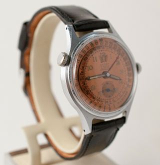 Vintage Eloga Triple Date Calendar Swiss Men ' s Wrist Watch Brevet Serviced 2