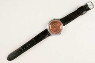 Vintage Eloga Triple Date Calendar Swiss Men ' s Wrist Watch Brevet Serviced 6