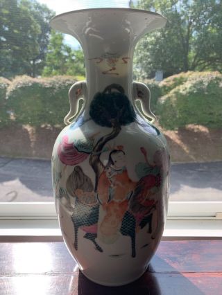 LARGE CHINESE LATE QING PERIOD FAMILLE ROSE PORCELAIN ANTIQUE VASE 2