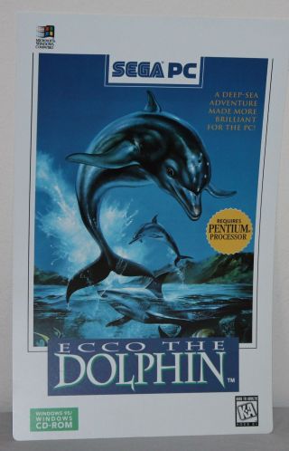 Ecco The Dolphin Sega Pc Genesis Store Display Sign Poster Promo Promotional Vtg