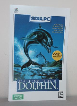 Ecco The Dolphin Sega PC Genesis Store Display Sign Poster Promo Promotional VTG 5