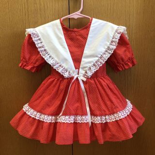 Vintage Kandy Ann Toddler Girls Red Dress Size 3t