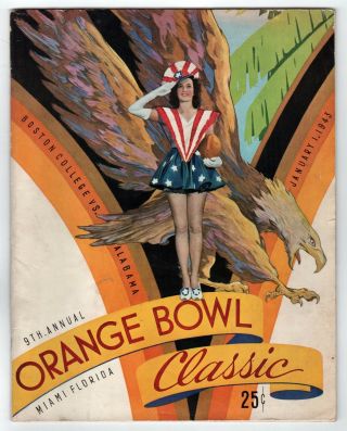 Rare 1943 Orange Bowl Program Alabama Crimson Tide Boston College Football Ncaa