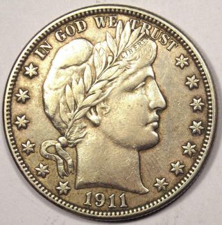 1911 - D Barber Half Dollar 50c - Sharp Details - Rare Date - Coin