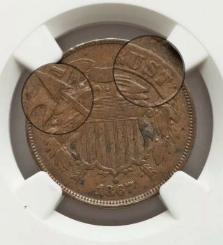 1867 Ddo Two 2 Cent Ngc Vf30 Fs - 101 Double Die Obverse Rare Valued $450