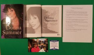 Rare - Donna Summer Signed Book " Ordinary Girl " With Photo Proof Flyer,  Bas
