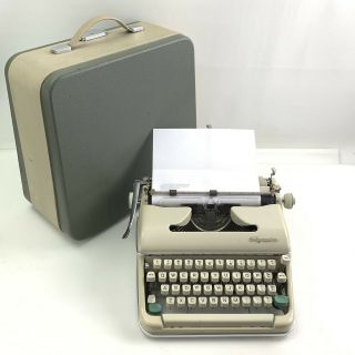 Vintage Olympia Sm5 Portable Typewriter With The Case - 60s Cursive Typeface
