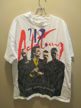 Vtg 90s U2 Zoo Tv 1991 Tour Concert Band T - Shirt Mens Size Xl Achtung