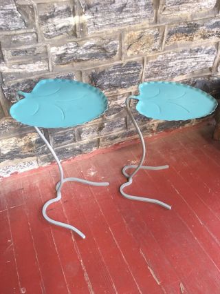 Vintage Mid Century Modern Salterini Lily Pad Wrought Iron Nesting Tables Mcm