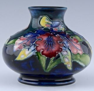 Rare Vintage Small / Miniature William Moorcroft Pottery Orchid Queen Mary Vase