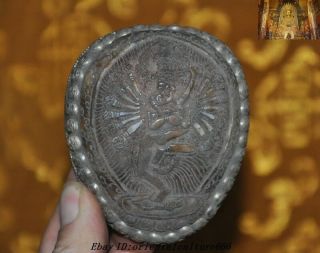 Old Tibetan Buddhism Temple Silver Skull Avalokitesvara Kwan - Yin Kapala Bowl Cup
