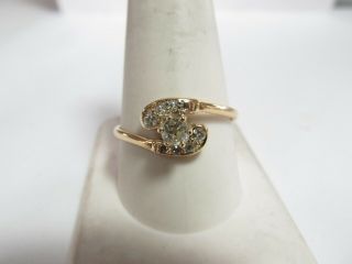 Antique 14k Solid Gold Ring W Mine Cut Natural Diamonds.  50 Cts T.  W.  Size 11.  25
