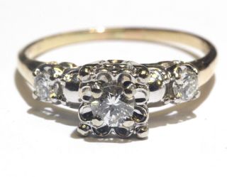 14k Yellow Gold.  46ct Vintage Diamond Engagement Ring 3g Estate Vintage