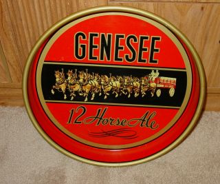 Vintage Genesee 12 Horse Ale Beer Tray Rare Version A.  C.  Co 13 1/2 "