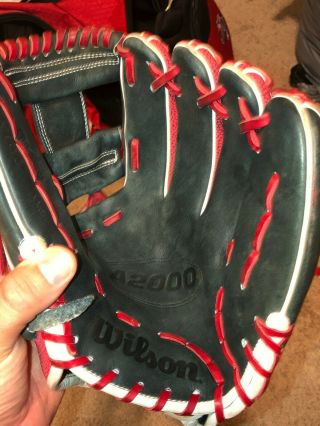 Wilson A2000 11.  5 Custom SuperSkin 1786 Navy and Red Baseball Glove CWS Rare 3